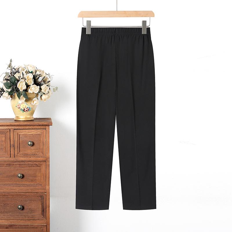 

Mom s Summer Lightweight Ice Silk Capri Pants, Plus Size Straight-Leg for Middle-Aged & Elderly Women 8XL чорний