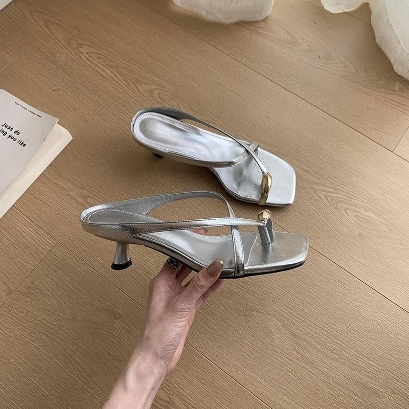 

Designer Summer Metal Clip Toe Women Slippers Fashion High Heel Dress Shoes Ladies Outdoor Gladiator Sandalias · 35 серебряный