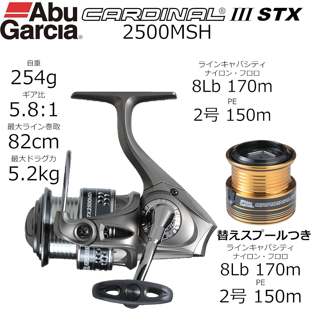 AbuGarcia Cardinal III STX 2500MSH Spinning Reel with Spare Spool Fishing Equipment