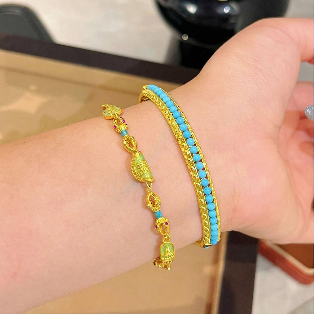 Buddha Treasure Diamond Pestle Gourd Enamel Bracelet Diversified National Style High-End Jewelry