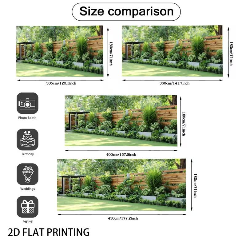 2D Wooden Fence Greenery Background Cloth for Photo Booth & Party Decor