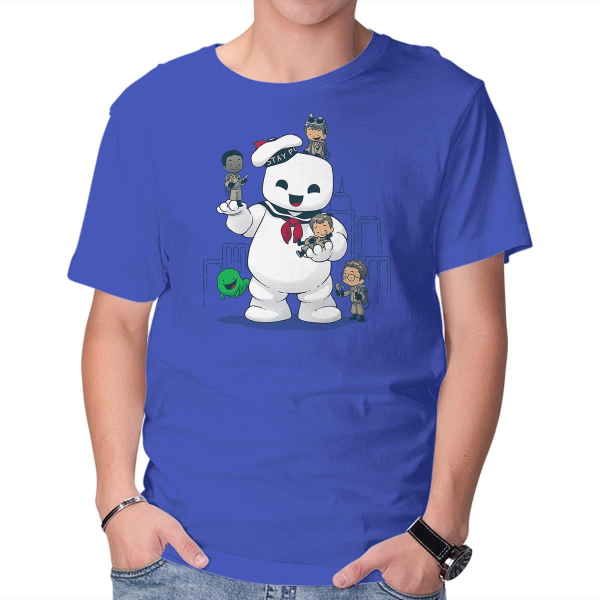 Unisex Crew Neck T-Shirt Puft Buddies Graphic Short Sleeve Casual Tee S