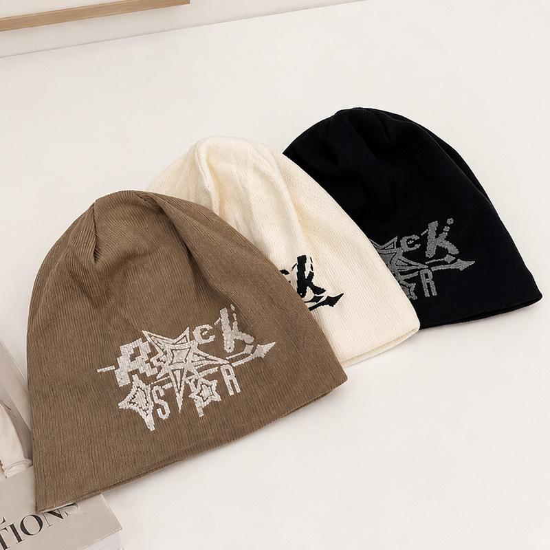European and American Trendy Brand Hip-hop Retro Pullover Hat Fashionable Casual Versatile Men's and Women's Letter Jacquard Double-layer Stacking Hat