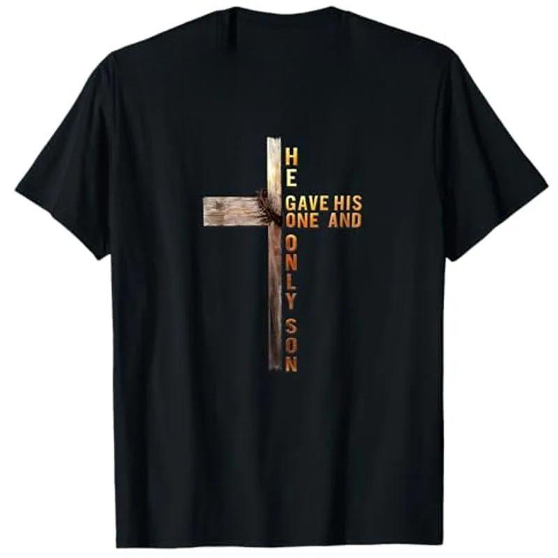 Easter Cross He Is Risen Jesus Christian Unisex Women TShirt Christian Cross Bible John 316 Reflection 0L3Q48 Saying Tee Novelty