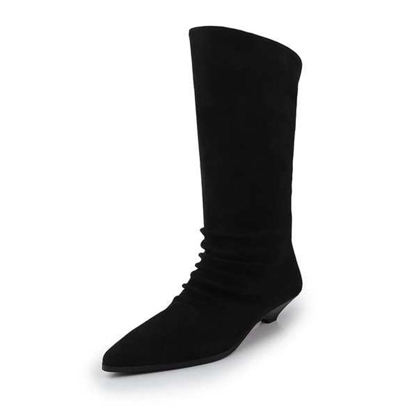 Fashion Pointed Toe Women's Boots Suede Fashion Heeled Shoes Winter Dress Luxury Designer Boots 2025 New Trend Elegant Botas Para Muje