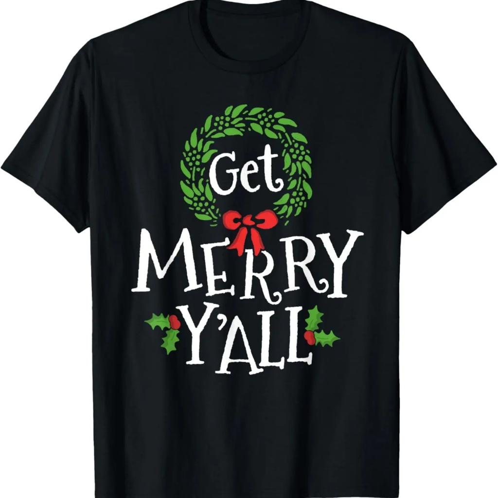 Get Merry Y'all Southern Slang Texas Xmas Family Christmas T-Shirt