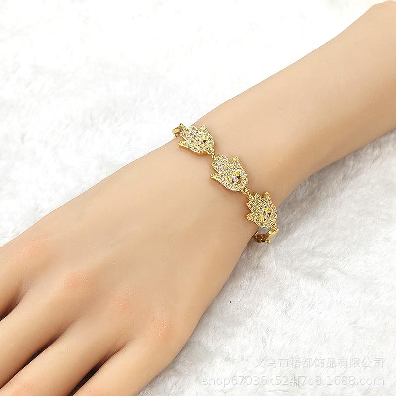 European & American Retro Copper Zircon Bracelet: Square Buckle Gold-Plated Women's Fashion Jewelry