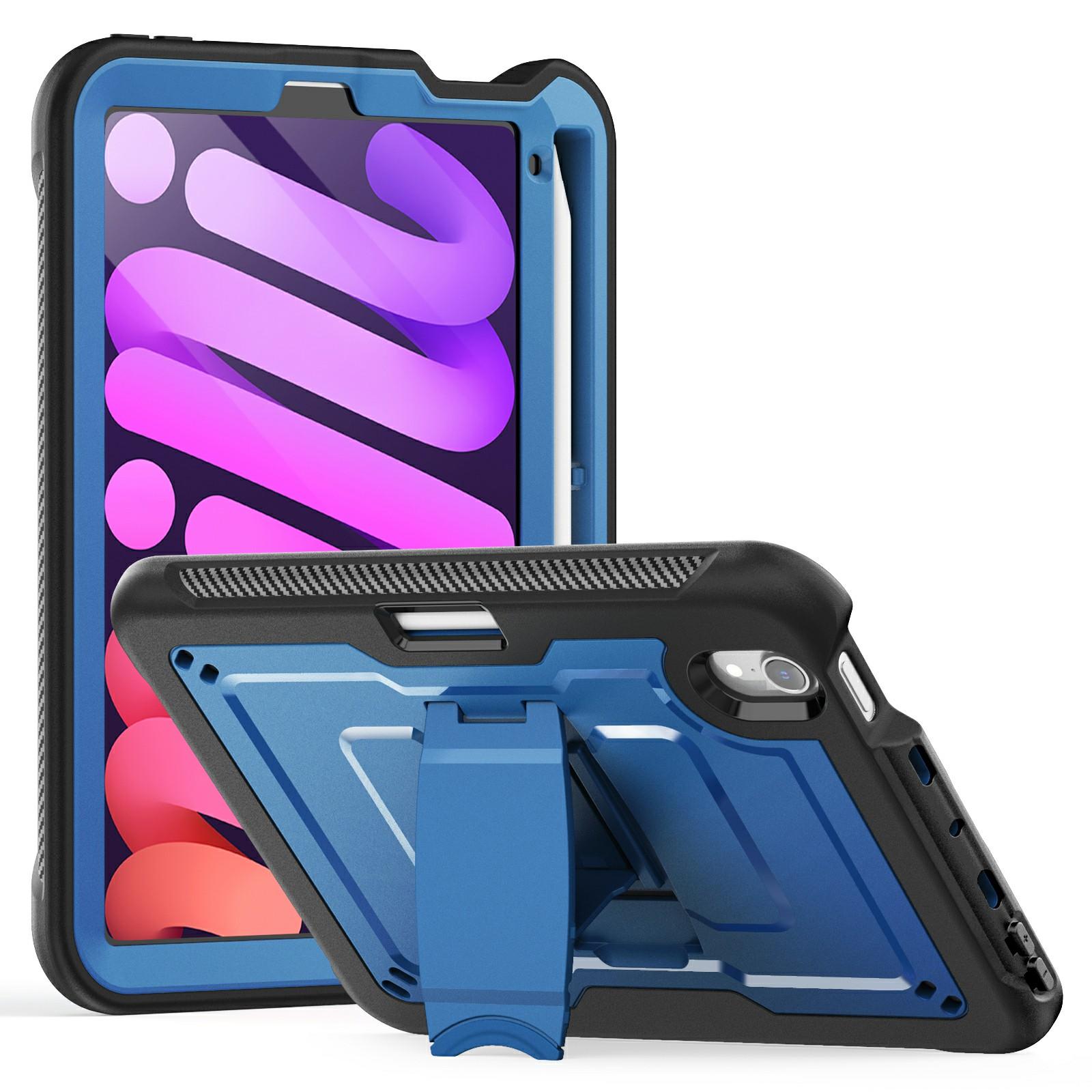 

Для iPad мини (2024)/(2021) Чехол для планшета из ПК+ТПЭ со скрытой подставкой из цинкового сплава Navy Blue