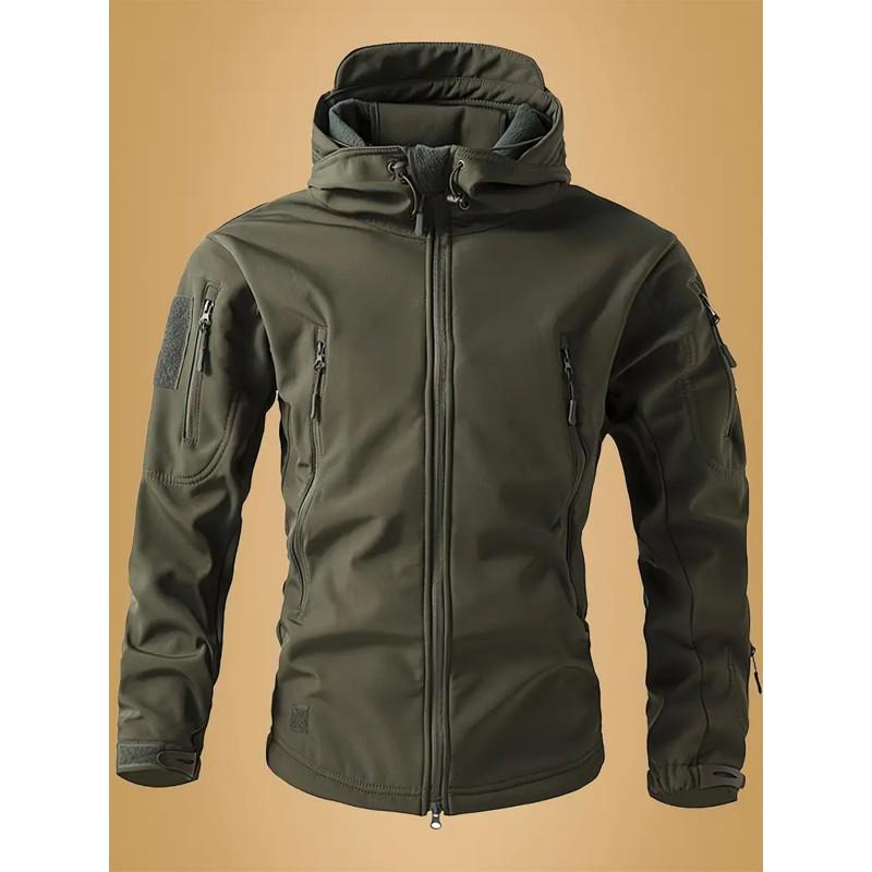 Mens Softshell Tactical Jacket Windproof Warm Fleece Lined Outdoor Hiking Coat