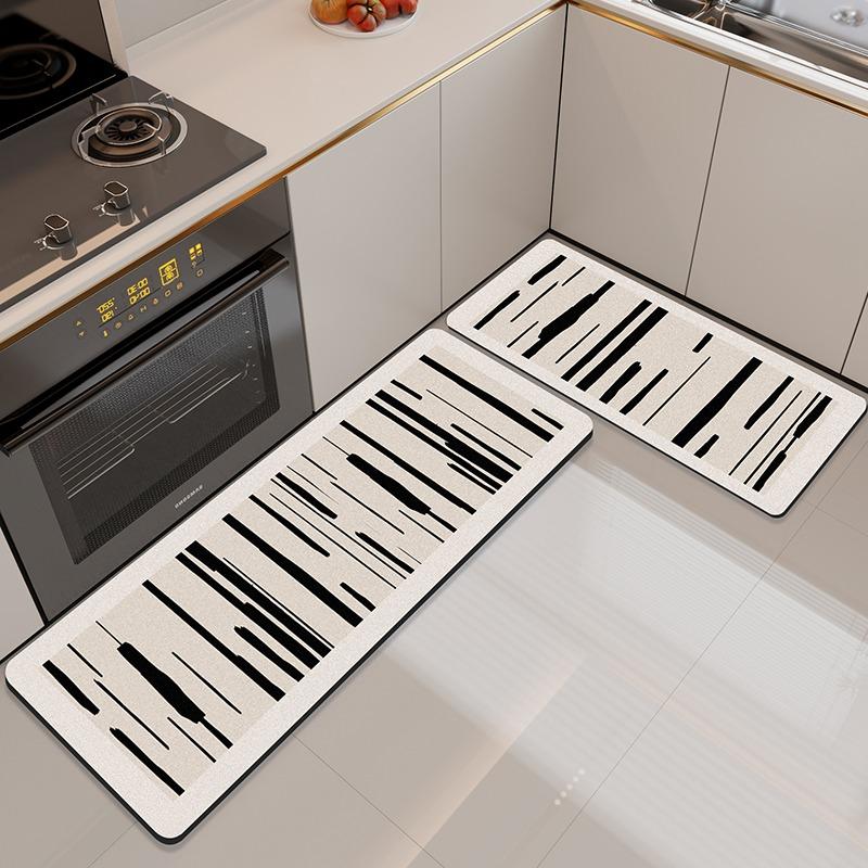 Kitchen Floor Mat Absorbent Carpet Diatom Mud Non-slip Foot Mats Simple Stripes Home Decoration Rug Alfombra De Cocina