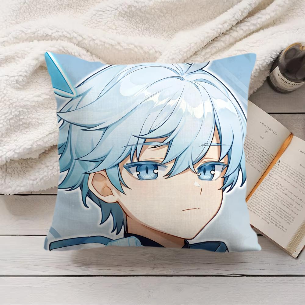 Chongyun Genshin Impact Cushion Cover Silky Short Plush Invisible Zipper Dustproof Sofa Pillow Case For Home Decor