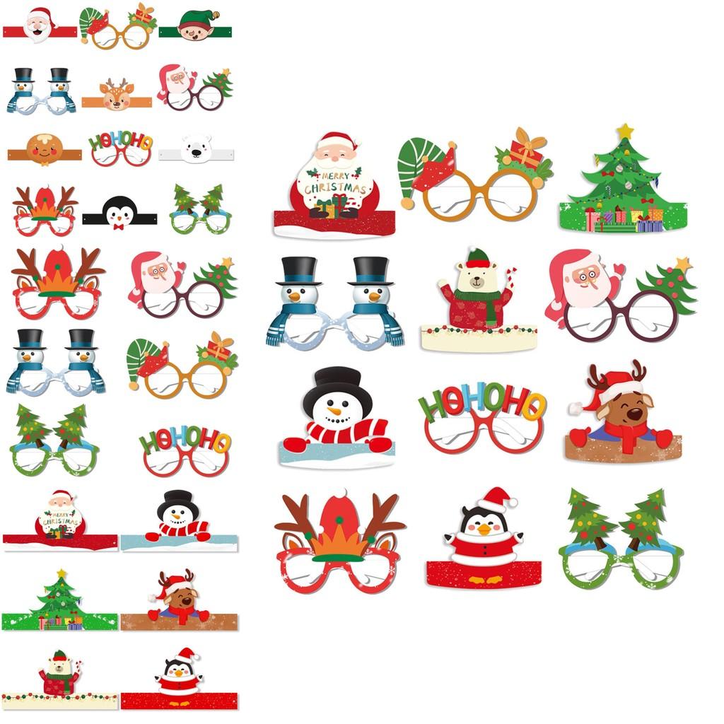 Christmas Party Paper Glasses And Hat Set For Holiday Photo Booth Decor