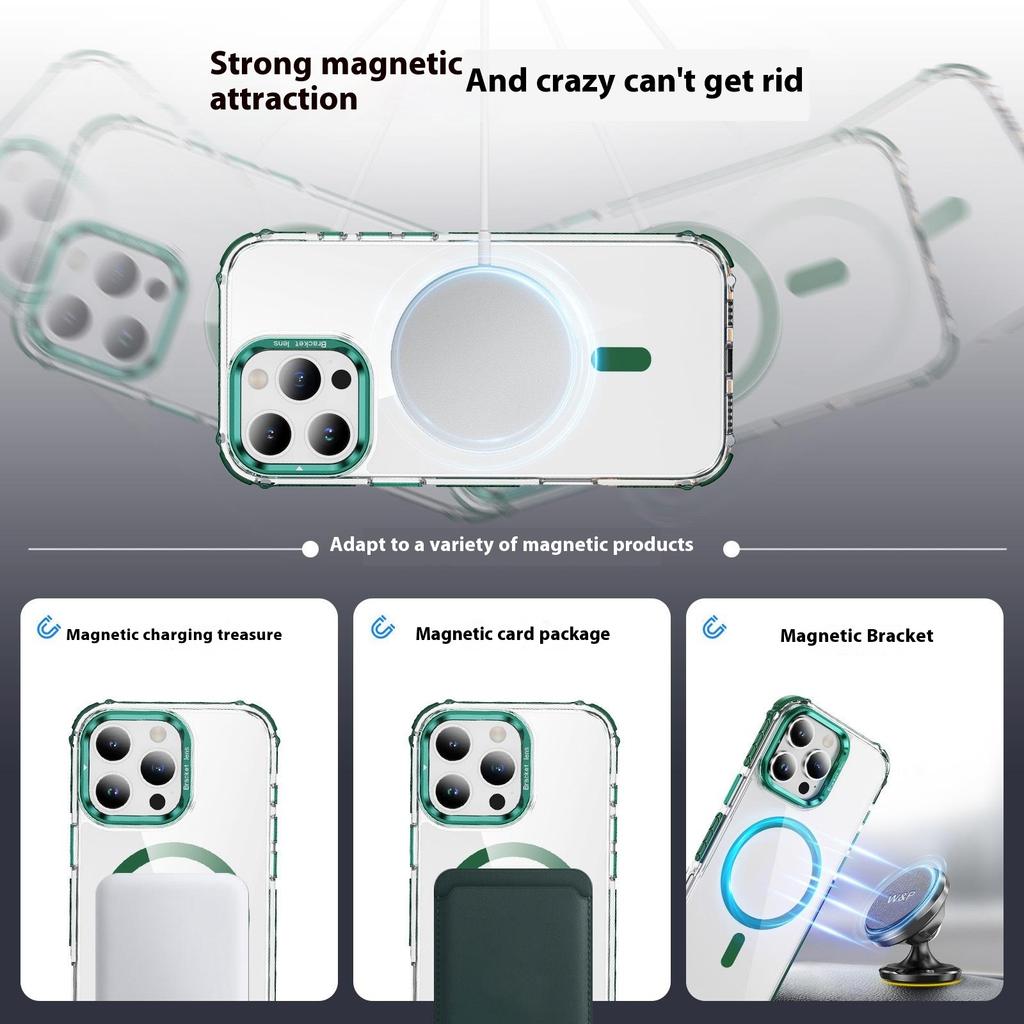 For iPhone 16 Pro Max Clear Phone Case with Lens Kickstand Cover Compatible with MagSafe