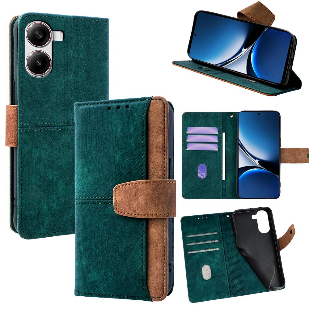 For Xiaomi Poco X7 Pro 5G/Redmi Turbo 4 5G Case RFID Blocking Color Splicing PU Leather Wallet Phone Cover