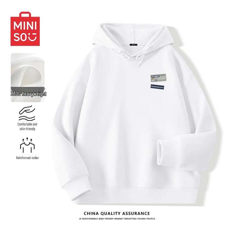MINISO Men's Letter & Galaxy Print Hooded Sweatshirt