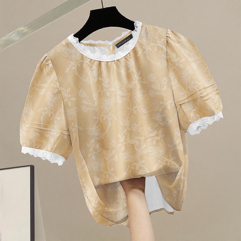 

ZANZEA Женская летняя повседневная блузка с круглым вырезом, свободная, с коротким рукавом 4XL хаки