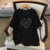 Plus Size Women's Loose Round Neck Mid-Length Short Sleeve T-shirt, Bust 150/160 cm, 200-350 jin Capacity