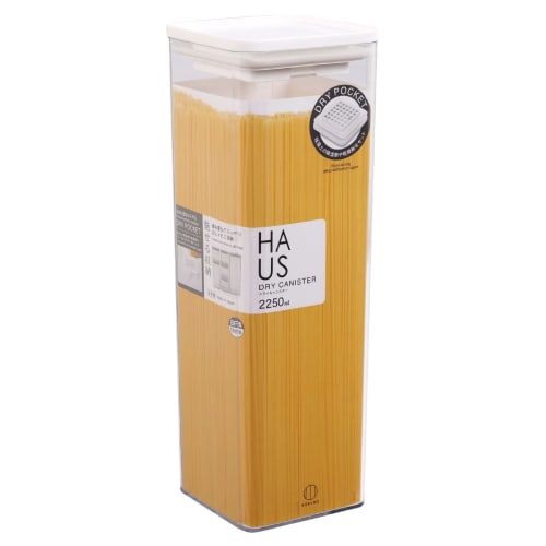 Kokubo Industries HAUS Dry Canister, 2250ml (Sealed Storage/For Pasta, etc.), Plastic with Pocket, KK-396
