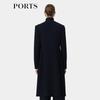 PORTS Women's Long-Sleeve Round Neck Mid-Length Wool Blend Coat