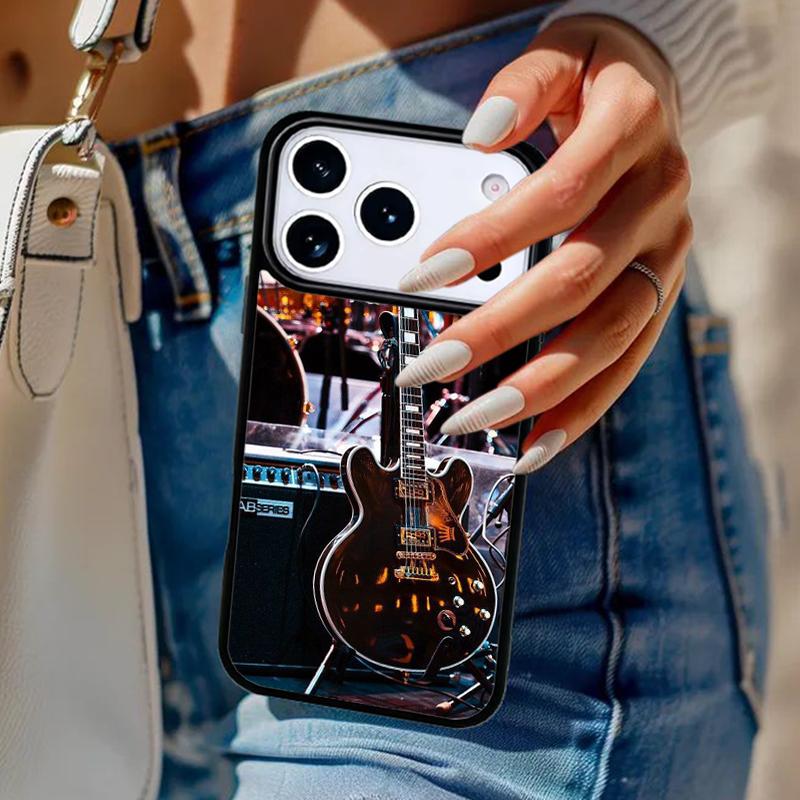 Vintage Music Guitars Phone Case For iPhone 17 Air 14 15 13 12 Max Cover For Apple 16e 11 Pro Max Plus Coque