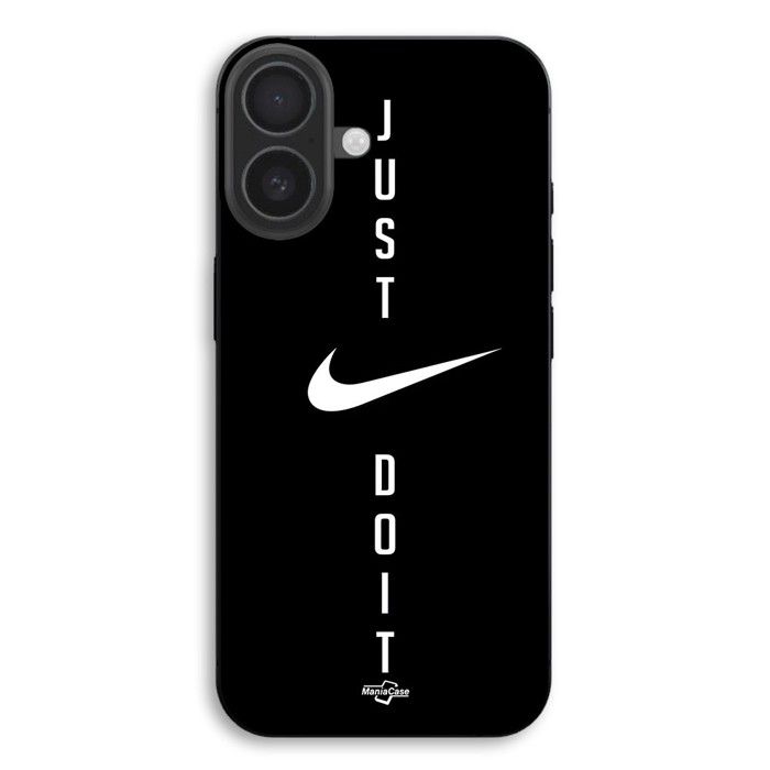 Cover per telefono - MANIACASE - iPhone 17 - Silicone TPU - Logo Nike Just Do It - Flessibile nero