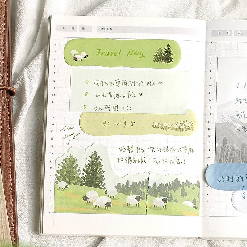 1Pc Beautiful Travel Natural Scenery Memo Pad Multi-functional Planner Scrapbook Journal Note Tag Sticker Deco Label Sticky Note