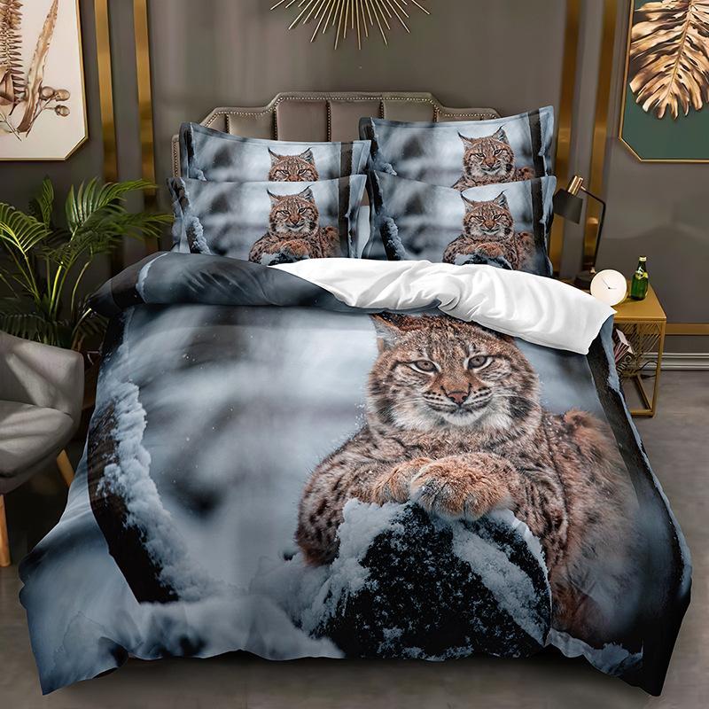 Mode 3D Dieren Beddengoed Set Gouden Luipaard Donzen Dekbedovertrek AU140 * 210 Volledige Maat Bedsprei Felle Beest Print met Rits Zachte Dekbedovertrek