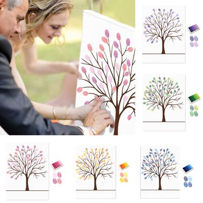 Wedding Birthday Party Sign In Signature Canvas Guest Book Fingerprint Painting