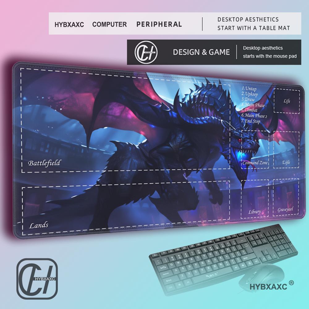 HYBXAXC Magic card playmat with zone Green giant dragon Mtg Playmat NonSlip Durable Stitched Edge Desk mat tapete magic mtg 800x400x2mm