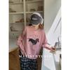 Maxi Chubby plus Size Print round Neck Long Sleeves Sweatshirt Women's Autumn Plus Size Ladies Loose Slim Looking Casual Hooded Top