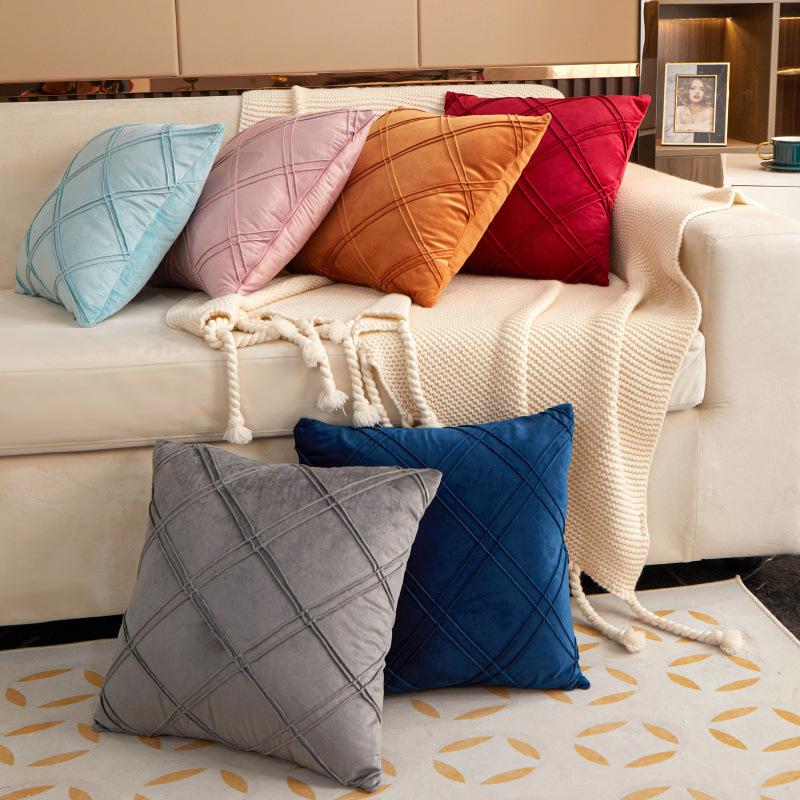 Skin-friendly Velvet Crumpled Soft-covered Bedside Sofa Pillow with Core