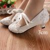 Scarpe da Sposa Bianca con Laccetti e Fiori Design Tacchi a Spillo con Perle Scarpe a Punta Tonda con Plateau Tacchi Alti Scarpe di Lusso per Ballo di Fine Anno Donna