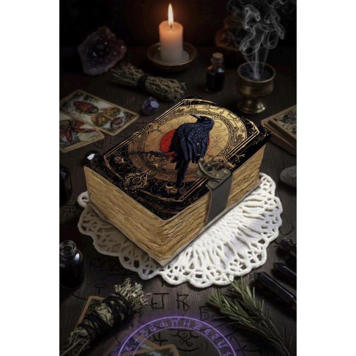 

Кожаный готический гримуар Книга Теней Винтажный гримуар с вороном Журнал ведьмы Подарки с вороном 7 x 5 in - 200 Page