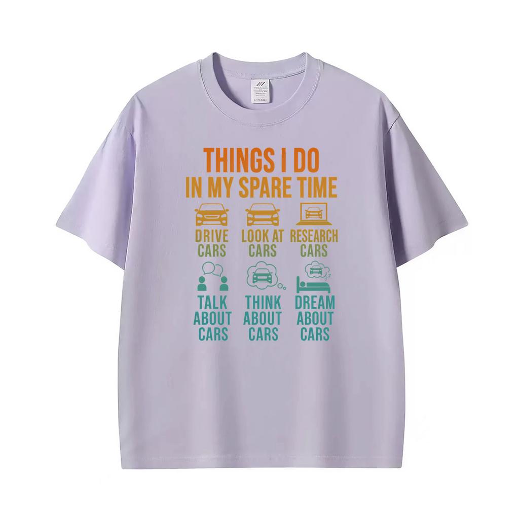 Dinge, die ich in meiner Freizeit mache Lustiger Typ Autoenthusiast T-Shirts Unisex Retro Mode Sommer T-Shirt Unisex Kleidung Lässiges T-Shirt