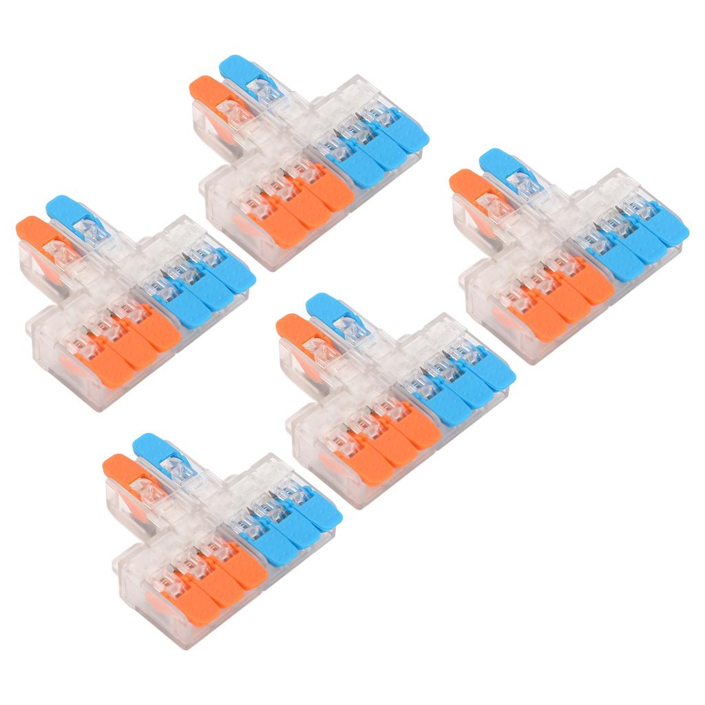 5Pcs 2 in 6 Out Wire Connector Copper Contact 0.5 to 6mm² Conductor Connector for Motor Machinery 41A 450V