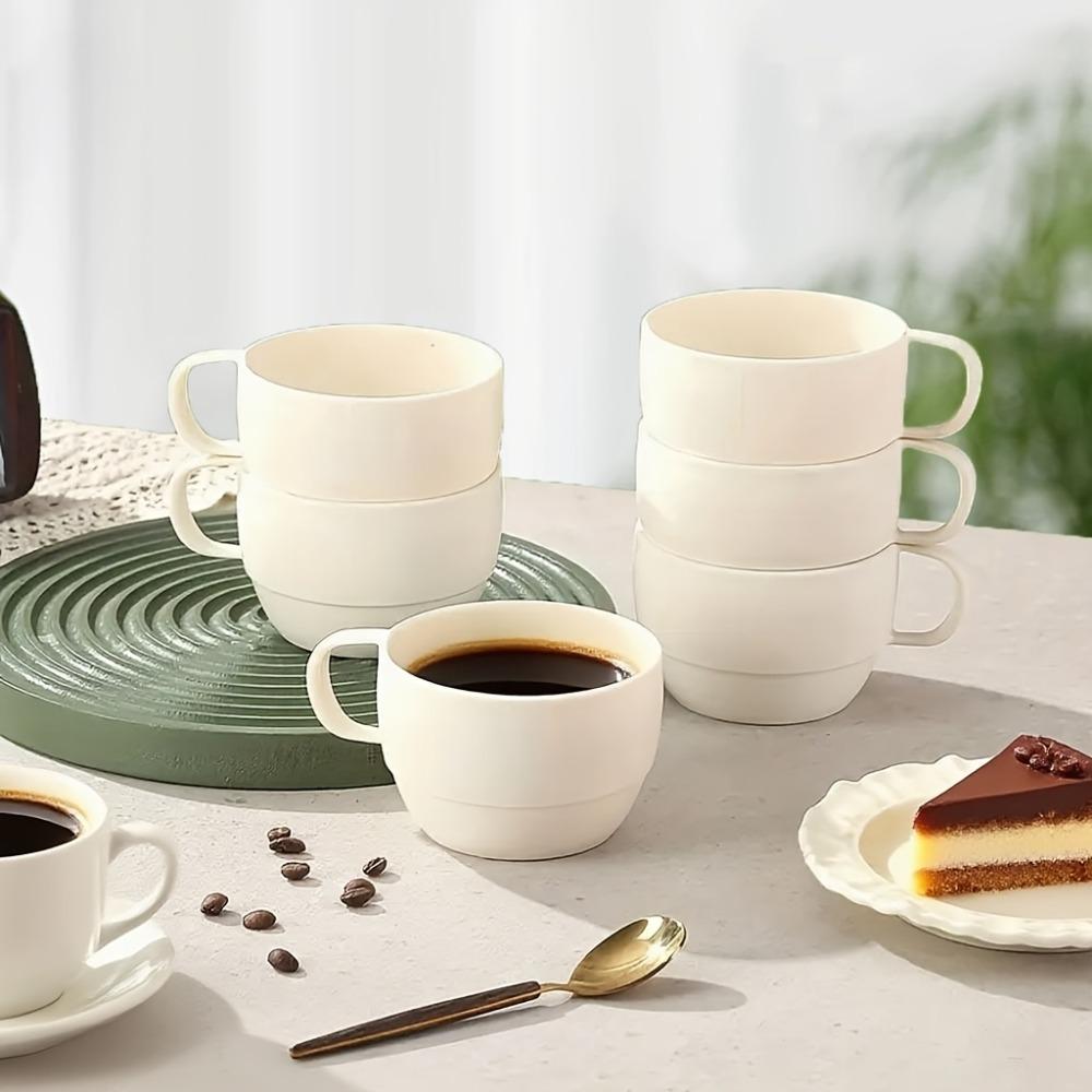 6 Stück Unzerbrechliche Camping-Kaffeetasse Mikrowellengeeigneter Trinkbecher Langlebige Familien-Teetasse Outdoor