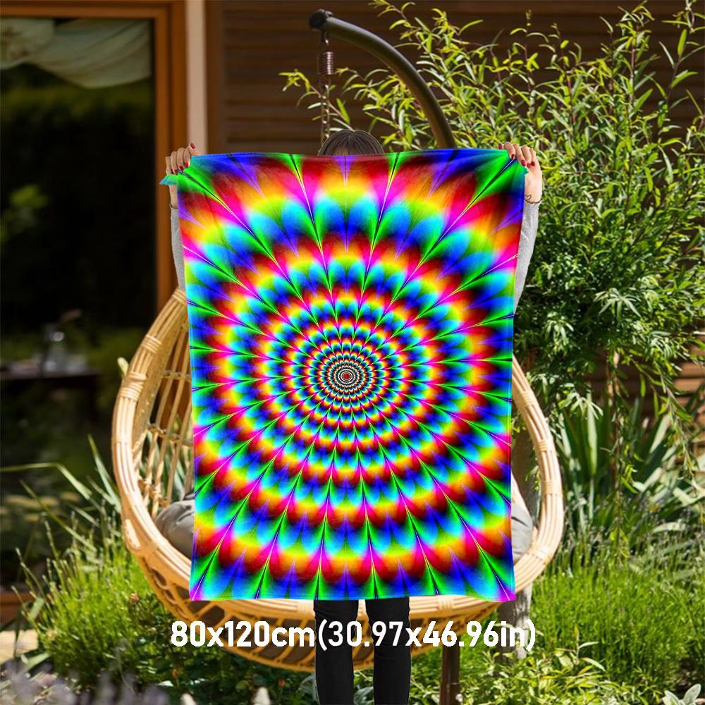 

1PC Psychedelic KaleidoscopeOutdoor Flannel Blanket - Soft Plush Decor for Picnics, camping, Bedroom, Playroom, Office, or Lunch Break 1296A 80x120cm(31x47inch)