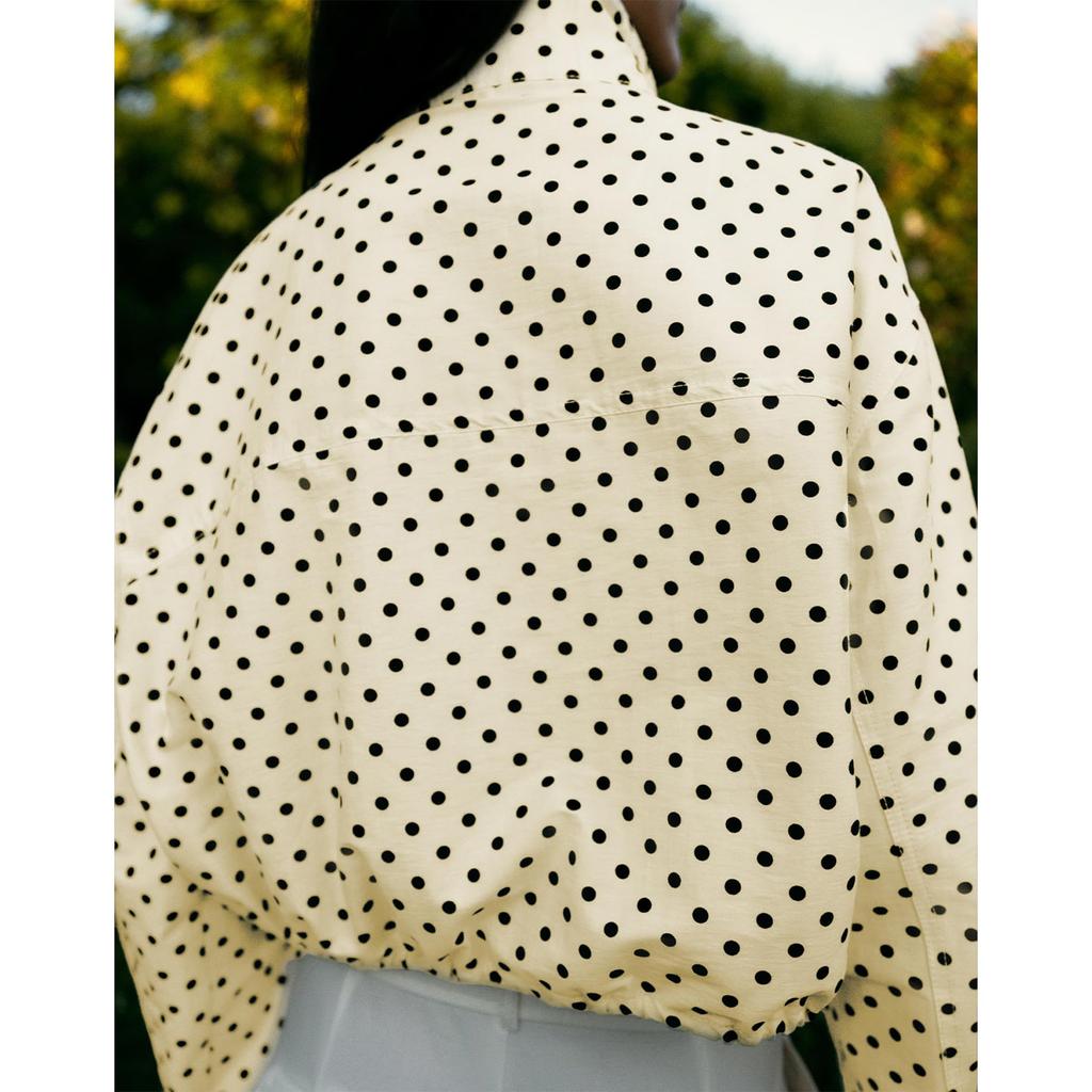 Γυναικείο Καθημερινό Κοντό Μπουφάν με Πουά και Τσέπη