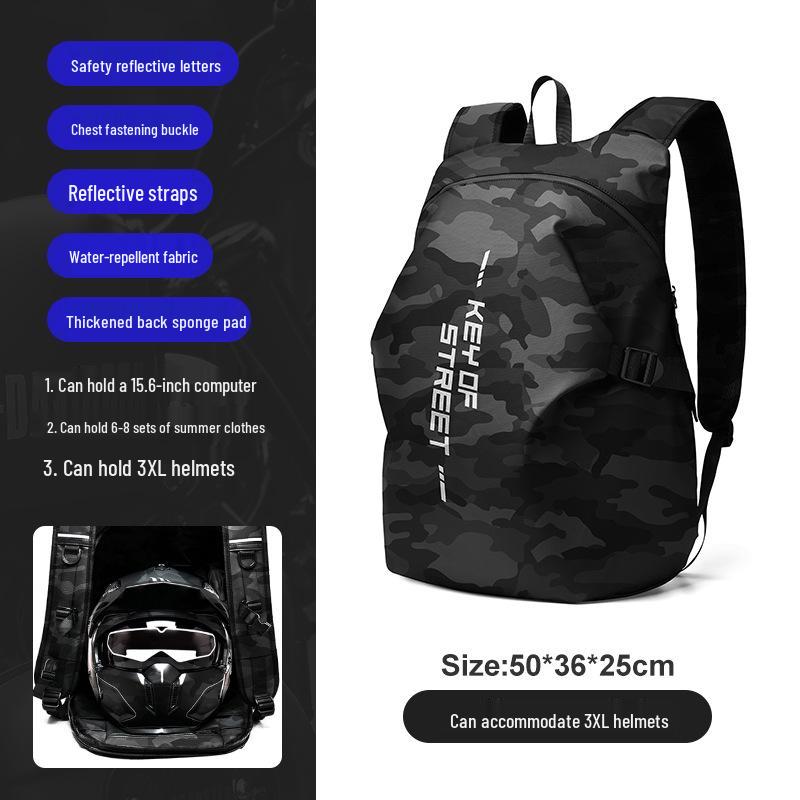 Waterproof Motorcycle Helmet Backpack - Large Capacity Travel Bag for Men & Women