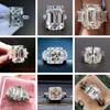 New Fashion Big Square Crystal Stone Women Wedding Bridal Ring Luxury Engagement Party Anniversary Best Gift Large Rings