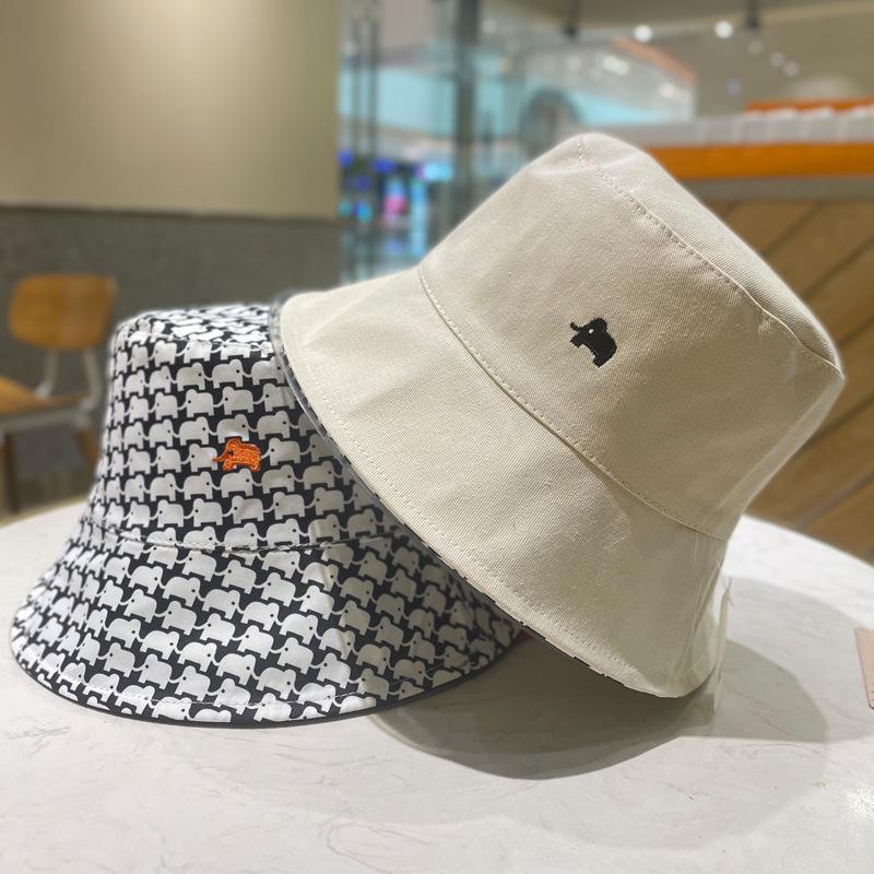 Elephant Embroidered Charming Fishing Cap Women Versatile Sun Protection Uv Protection Sun Hat Korean Style Casual Bucket Ch Hat