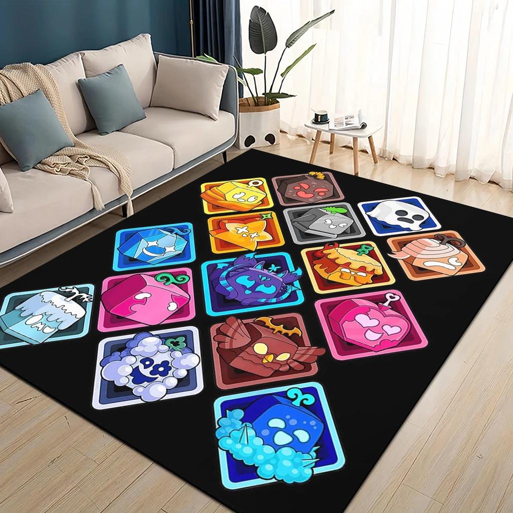3D B-Blox Fruit 27 Style New Cartoon Carpet Rug for Living Room Bedroom Home Sofa Decoration,Kids Play Non-slip Floor Mat