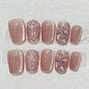 Summer Sweetheart Handmade Full Cover False Nails Kawaii Cartoon Cat Flower Cat Eye Short Square Reusable Fake Nail Stickers