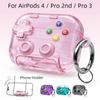 Transparent Headphones Protective Case for AirPods Pro 3/Pro 2/4 with Phone Holder Anti-drop Earphone Case with Keychain