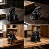 Medieval Knight Statue 3D Printed Statue, Meditating Figurine with Armor Cloak, Meditative Warrior Vintage Gothic Desktop Art Ornament for Bookshelf