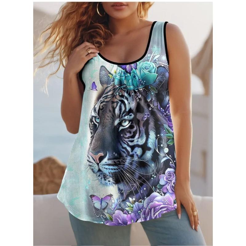 Women's Sleeveless Vest Colorful Pattern Printing Leisure Fashionable Versatile Summer Oversized Vest