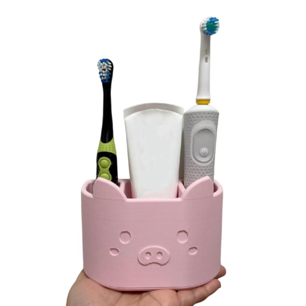 3D Printing Cat Toothbrush Holder Multifunction Electric Toothbrush Stand  Vanity Organizer розовый