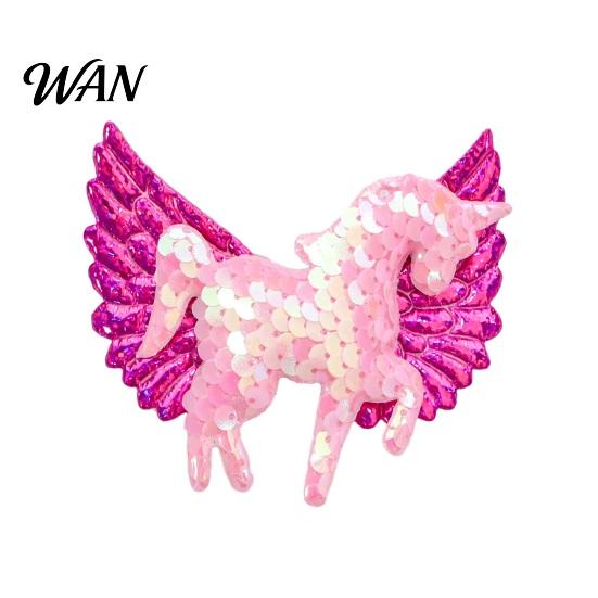 Non-pulling Hairpin Girl Three-Dimensional Lightweight Unicorn Decor Hair Clip Kids Decoration with Sequin Glitter Sparkling Ponytail Accessory B