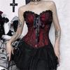 Ladies Lace Pattern Strapless Vest Elastic Rope Corset with Adjust Rope Universal Women Banquet Dress Shirt Coat Corset