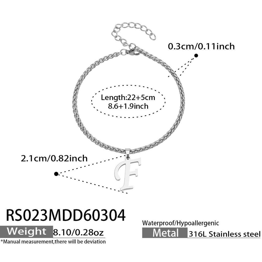 26-Letter Pendant Anklet: Stainless Steel Simple Design Foot Jewelry